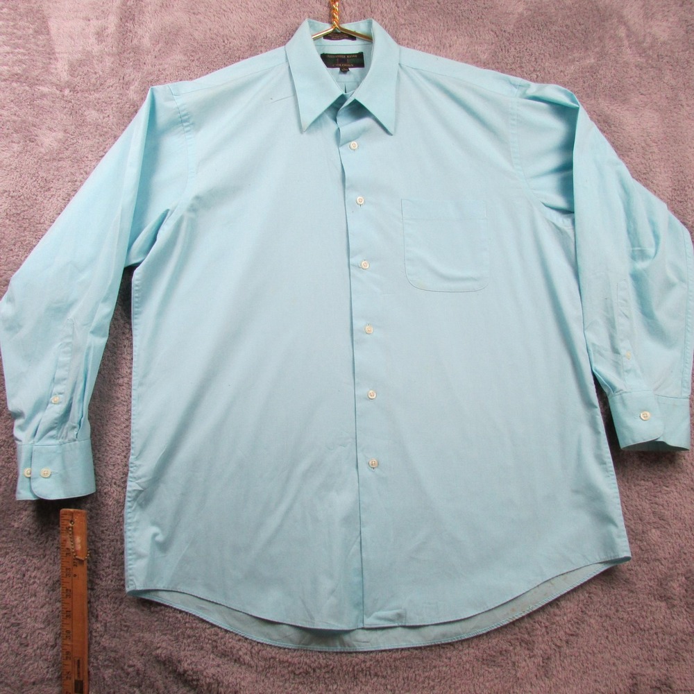 Alexander Julian Colours Dress Shirt Mens Large 16-16.5 32/33 Blue‎ Long Sleeve